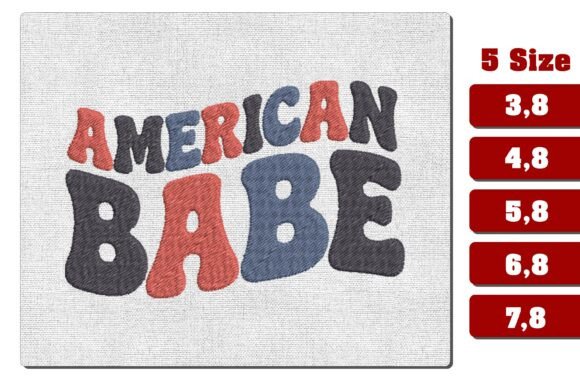 American Babe Retro Patriotic Embroidery