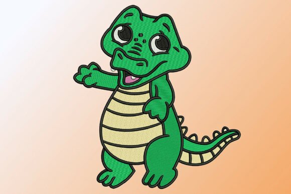 Happy Waving Baby Alligator Embroidery Review