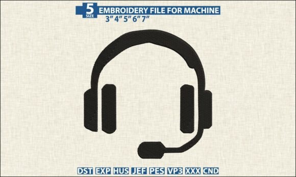Headset Machine Embroidery DST PES Files