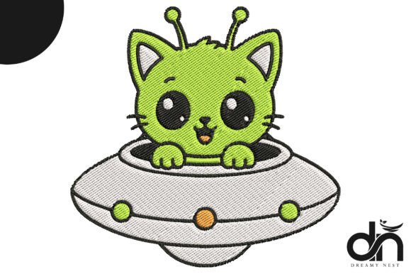 Kawaii Alien Cat UFO Embroidery Design Review