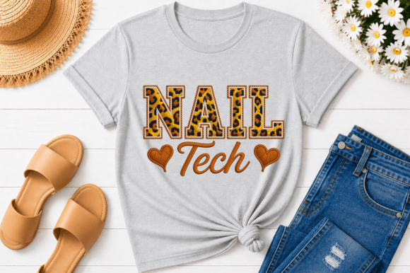 Nail Tech Leopard Print PNG Embroidery